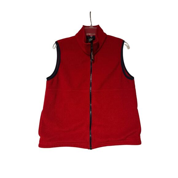 L. L. Bean  Fleece sleeveless Vest Red Men Regular Medium 90’s Vintage Full Zip - Picture 1 of 8